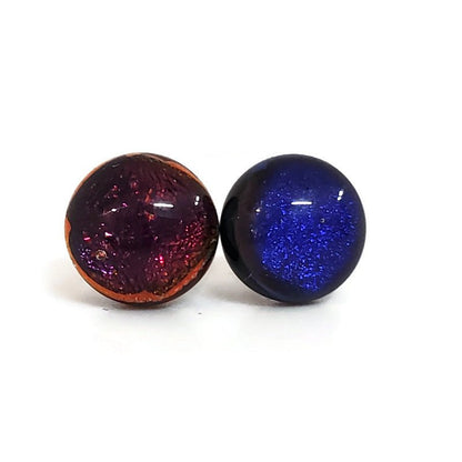 +/- 8 mm, Boucles d'oreilles dépareillées, verre fusion #16 - Bijoux Le fil d'Ariane