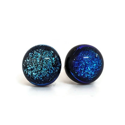 +/- 8 mm, Boucles d'oreilles dépareillées, verre fusion #30 - Bijoux Le fil d'Ariane
