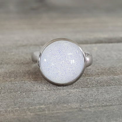 Bague vert-doré blanc, verre fusion - Bijoux Le fil d'Ariane