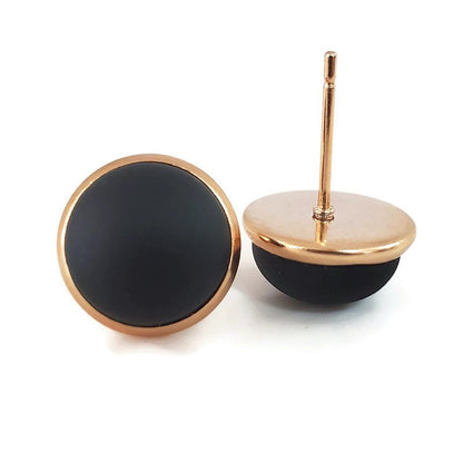 Boucles d'oreilles cabochon Black Velvet (noir) - mat ou lustré - Bijoux Le fil d'Ariane