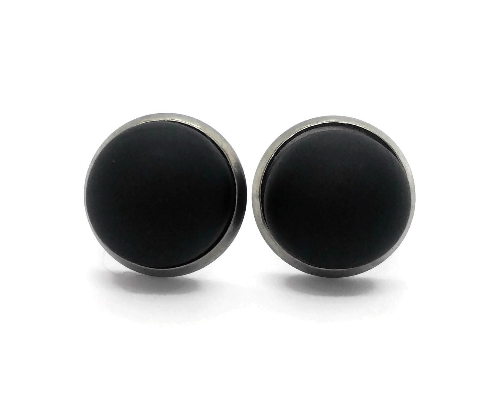 Boucles d'oreilles cabochon Black Velvet (noir) - mat ou lustré - Bijoux Le fil d'Ariane
