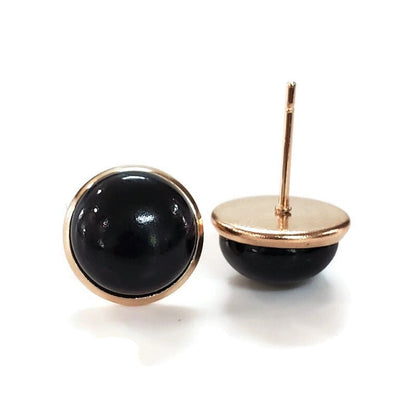 Boucles d'oreilles cabochon Black Velvet (noir) - mat ou lustré - Bijoux Le fil d'Ariane