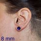 Boucles d'oreilles cabochon mauve avec des reflets bleus en verre fusion - Bijoux Le fil d'Ariane