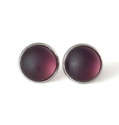 Boucles d'oreilles cabochon solstice (mauve) - mat ou lustré - Bijoux Le fil d'Ariane