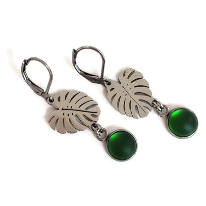 Boucles d'oreilles monstera - Bijoux Le fil d'Ariane