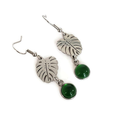 Boucles d'oreilles monstera - Bijoux Le fil d'Ariane