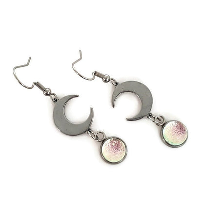 Boucles d'oreilles pendantes lune - Bijoux Le fil d'Ariane