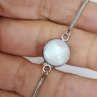 Bracelet ajustable blanc et bleu - Bijoux Le fil d'Ariane