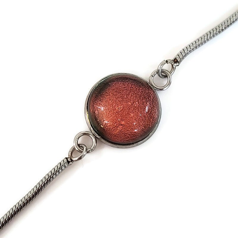 Bracelet ajustable hibiscus (saumon) - Bijoux Le fil d'Ariane