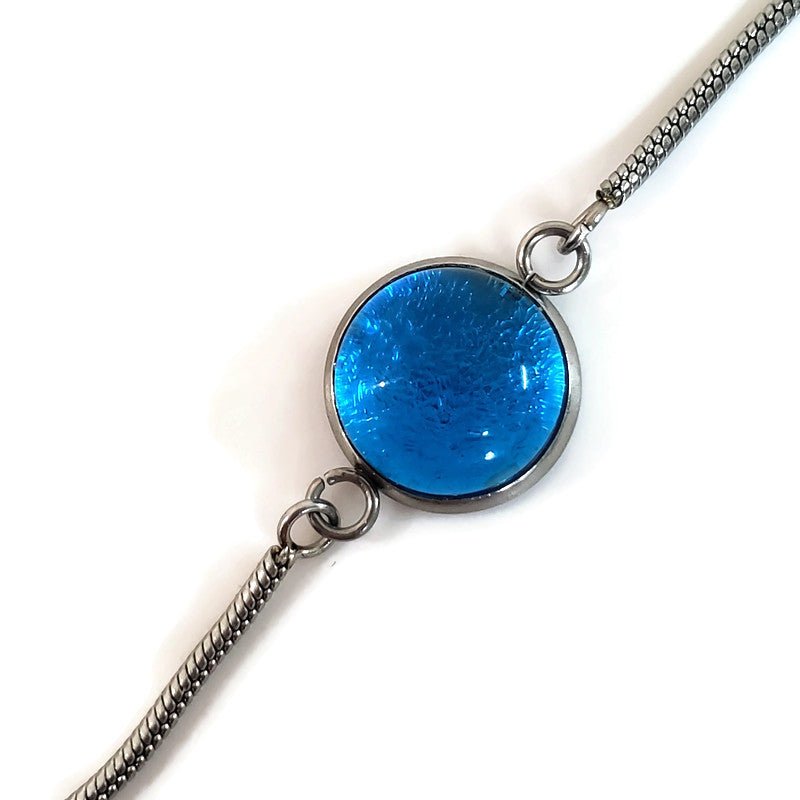 Bracelet ajustable turquoise transparent - Bijoux Le fil d'Ariane