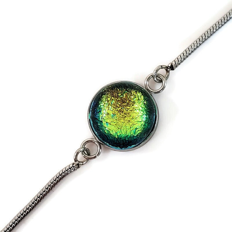 Bracelet ajustable vert-doré - Bijoux Le fil d'Ariane