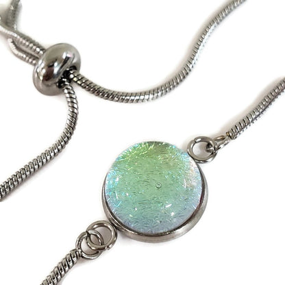 Bracelet ajustable vert-doré transparent - Bijoux Le fil d'Ariane