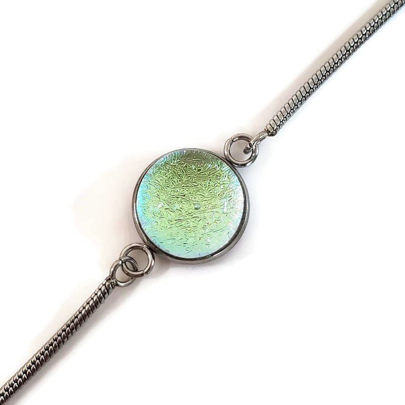 Bracelet ajustable vert-doré transparent - Bijoux Le fil d'Ariane