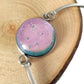 Bracelet d'acier inoxydable et verre fusion rose pâle - Bijoux Le fil d'Ariane