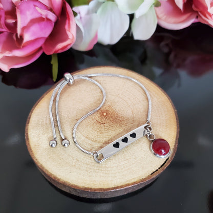 Bracelet gravé 3 p'tits coeurs - Bijoux Le fil d'Ariane