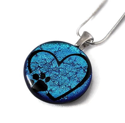 Collier amour des animaux, rond, en verre fusion - Bijoux Le fil d'Ariane