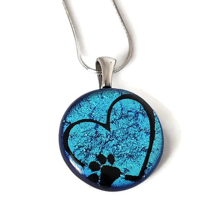 Collier amour des animaux, rond, en verre fusion - Bijoux Le fil d'Ariane