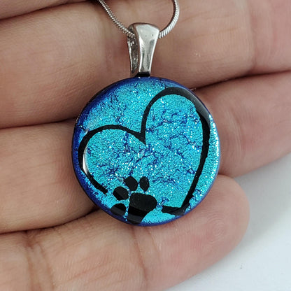 Collier amour des animaux, rond, en verre fusion - Bijoux Le fil d'Ariane