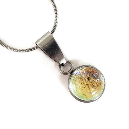 Collier cabochon, orange transparent, verre fusion - Bijoux Le fil d'Ariane