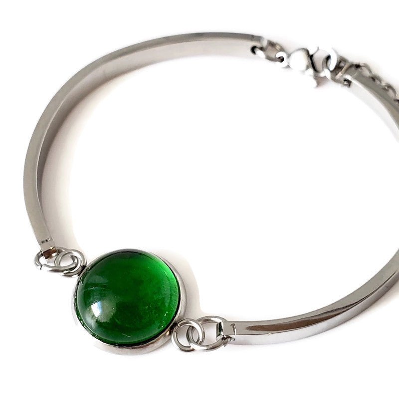 Mini bracelet verre récupéré et inox Sangria lustré - Bijoux Le fil d'Ariane