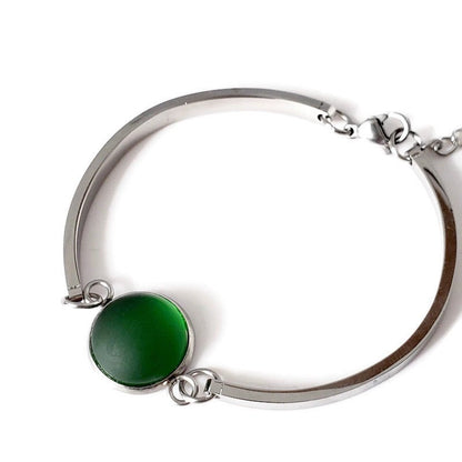 Mini bracelet verre récupéré et inox Sangria mat - Bijoux Le fil d'Ariane