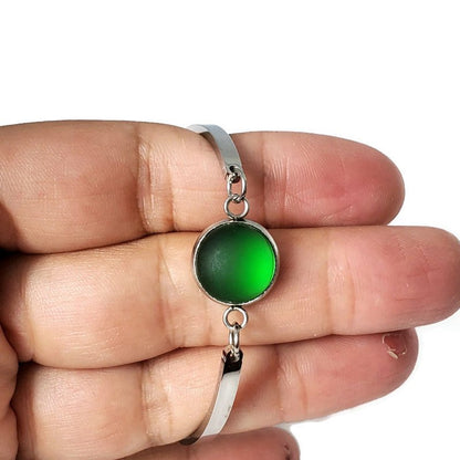 Mini bracelet verre récupéré et inox Sangria mat - Bijoux Le fil d'Ariane