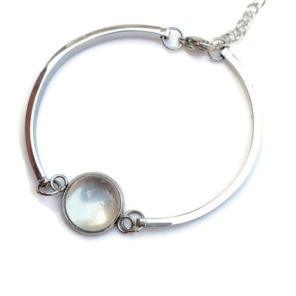 Mini bracelet verre récupéré et inox transparent lustré - Bijoux Le fil d'Ariane