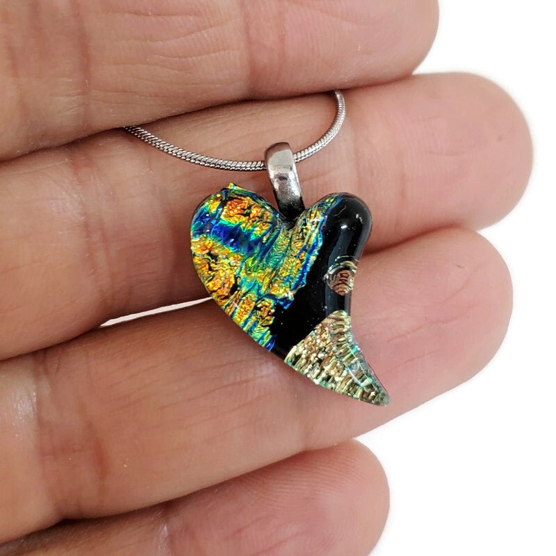 Mini coeur, orange et noir - Bijoux Le fil d'Ariane