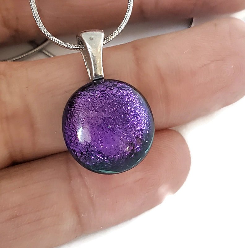 Mini pendentif, violet, verre fusion - Bijoux Le fil d'Ariane
