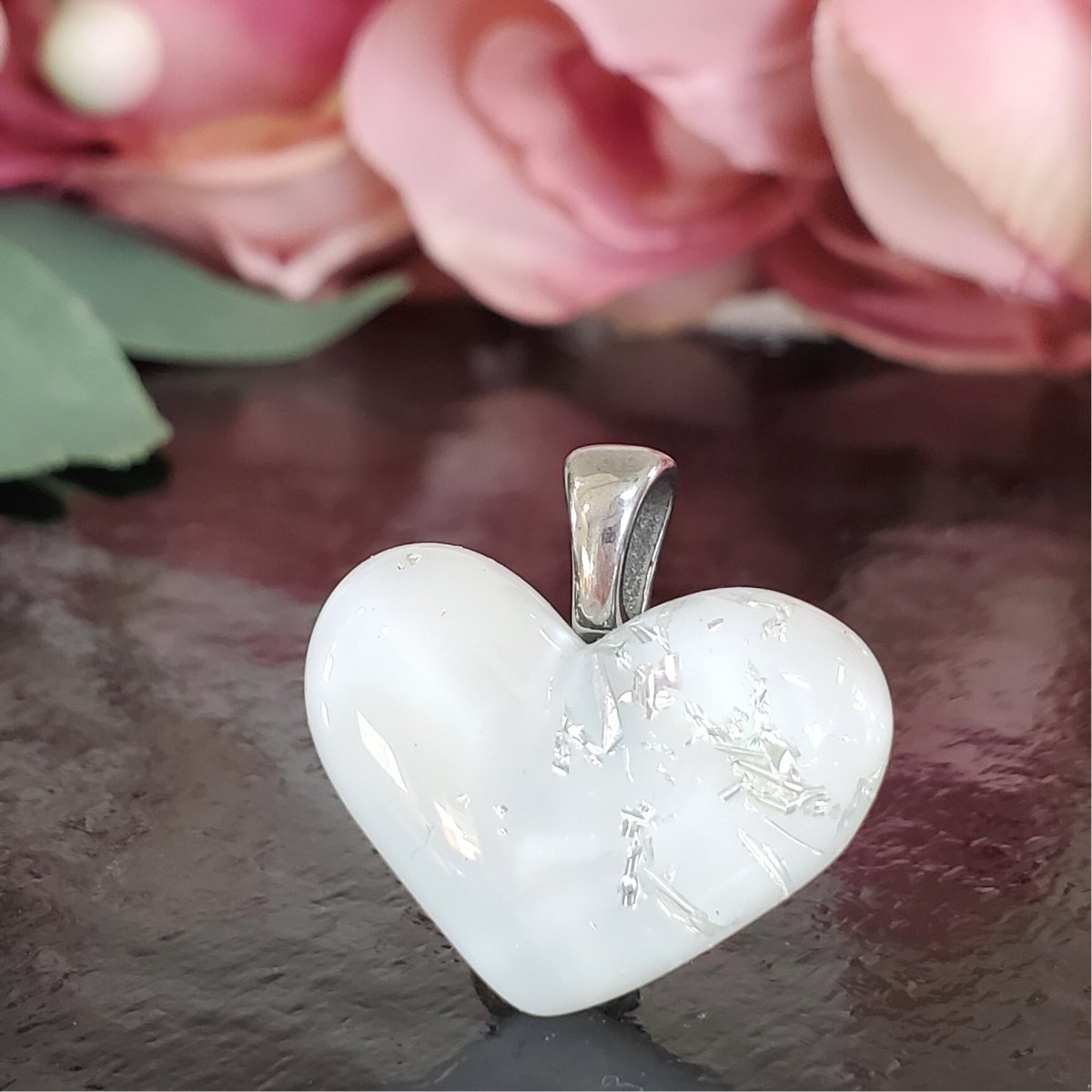 [PRÉVENTE] Coeur blanc et argent - Bijoux Le fil d'Ariane
