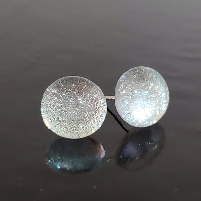 Puces d'oreille argent transparent, verre fusion - Bijoux Le fil d'Ariane