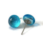 Puces d'oreille turquoise transparent, verre fusion - Bijoux Le fil d'Ariane