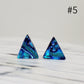 Puces triangles bleu-turquoise - Bijoux Le fil d'Ariane