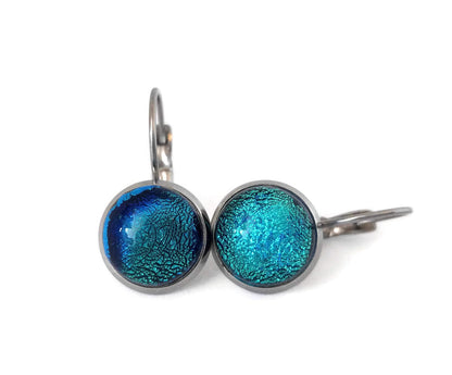 Trio boucles leviers surprise, boucles d'oreilles verre neuf - Bijoux Le fil d'Ariane